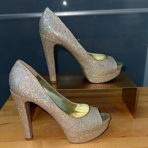 Nine West ‘ Boutique9’ Silver Glitter Platform Heels